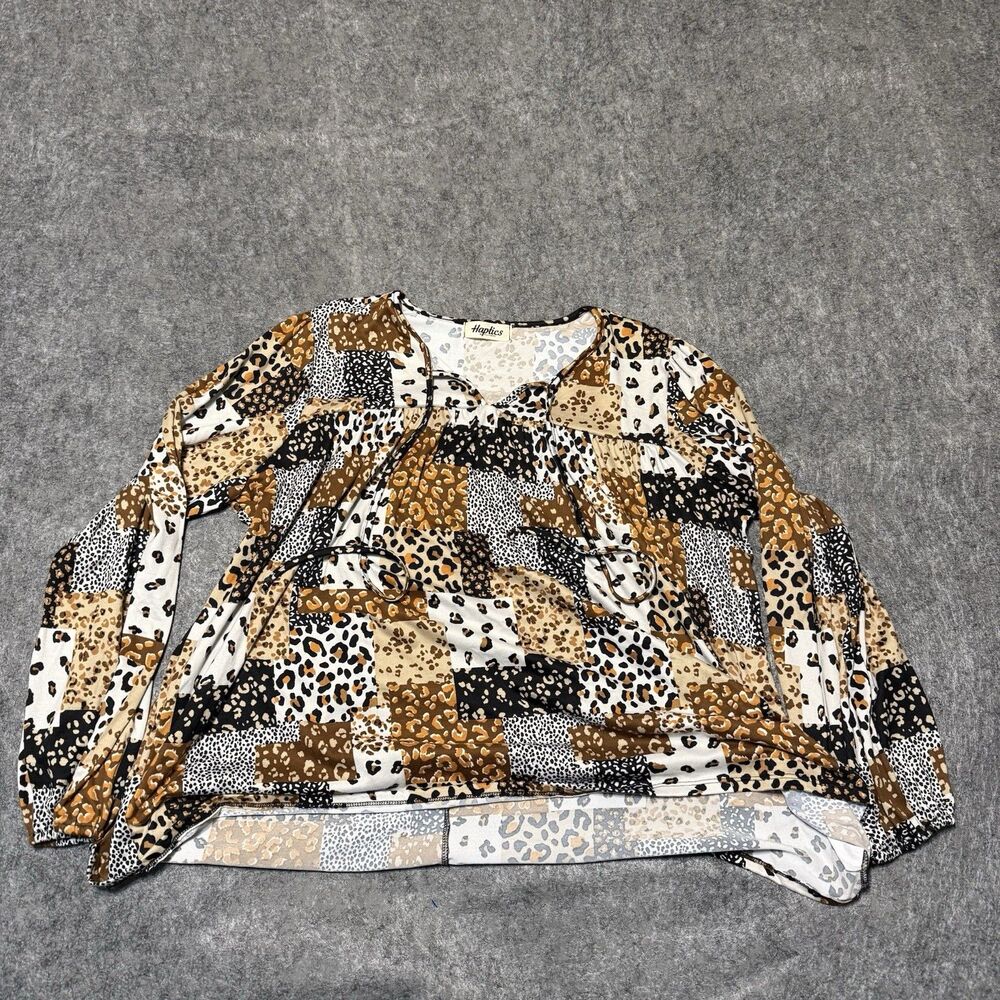 Haptics By Holly Harper Womens Blouse Top Size 1x Plus Animal Print Tapestry